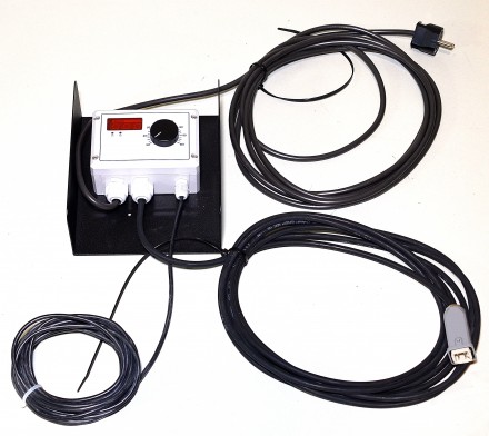 Elektronischer Feuchtraumthermostat ETR-5, 30-100°C, mit Display, Schutzart IP 54 und je 5 m Anschlusskabel, inkl. 5 m losem Hochtemperaturfühler 